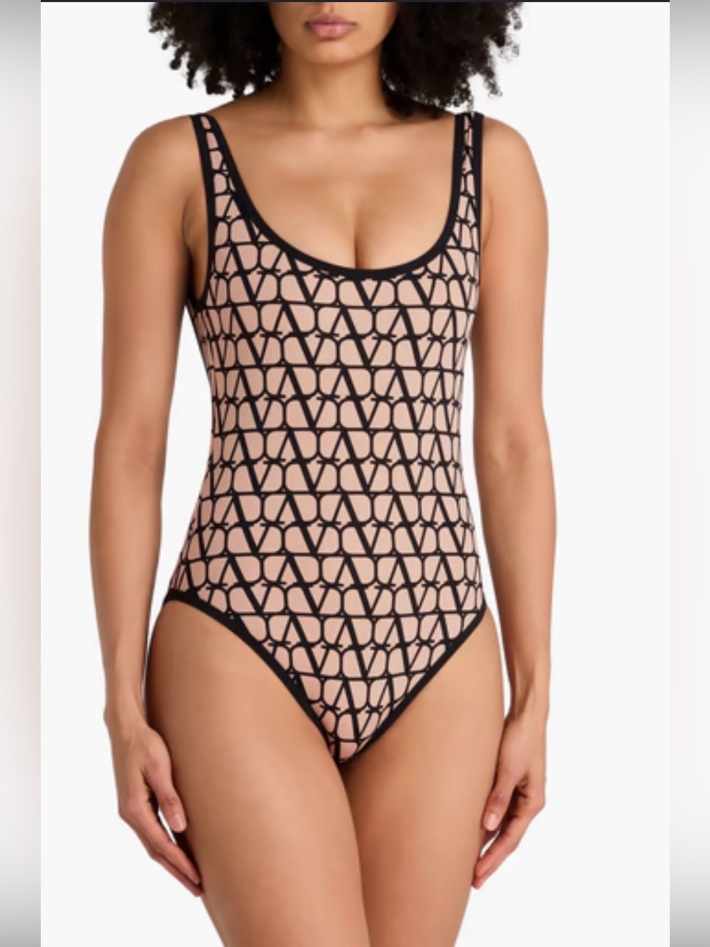 Valentino Blush and Black Monogram One-Piece Swimsuit